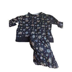 Harry Potter Wizarding World  Pajama Set Snowflakes HP Logo loungewear M Read
